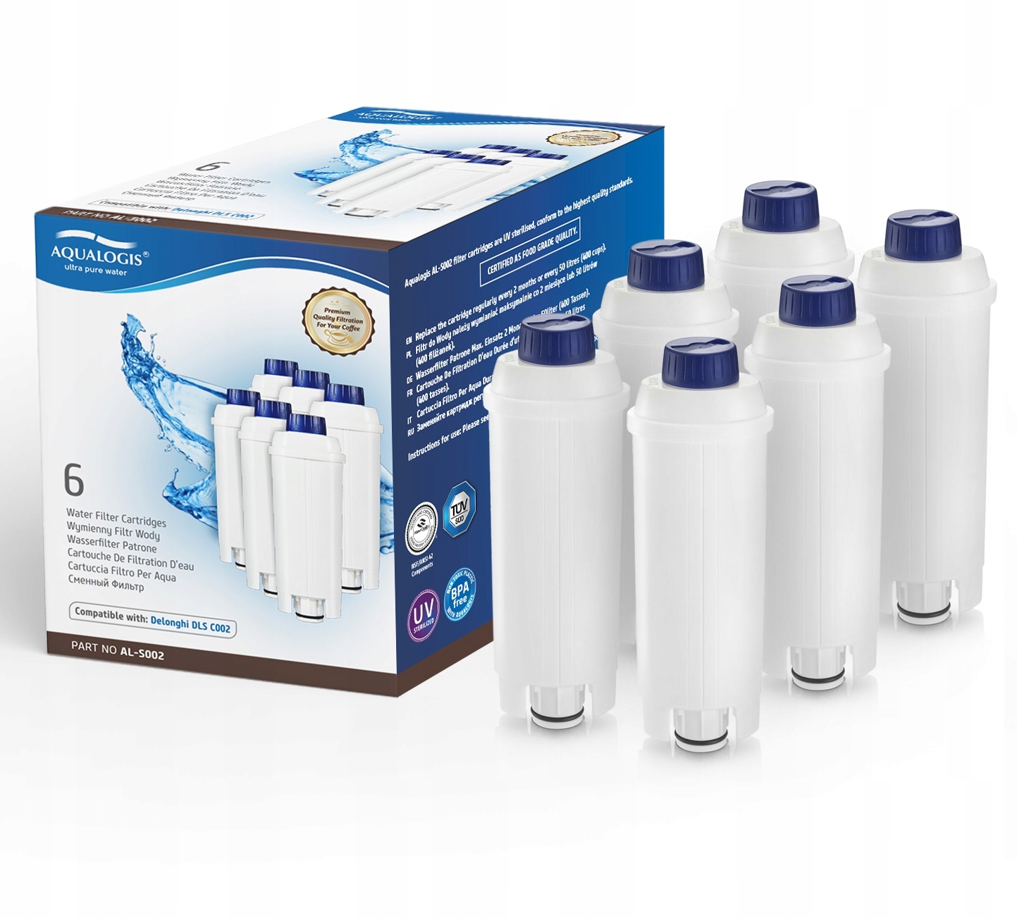 Filtr AL-S002 do DeLonghi DLSC002 Zamiennik 6szt