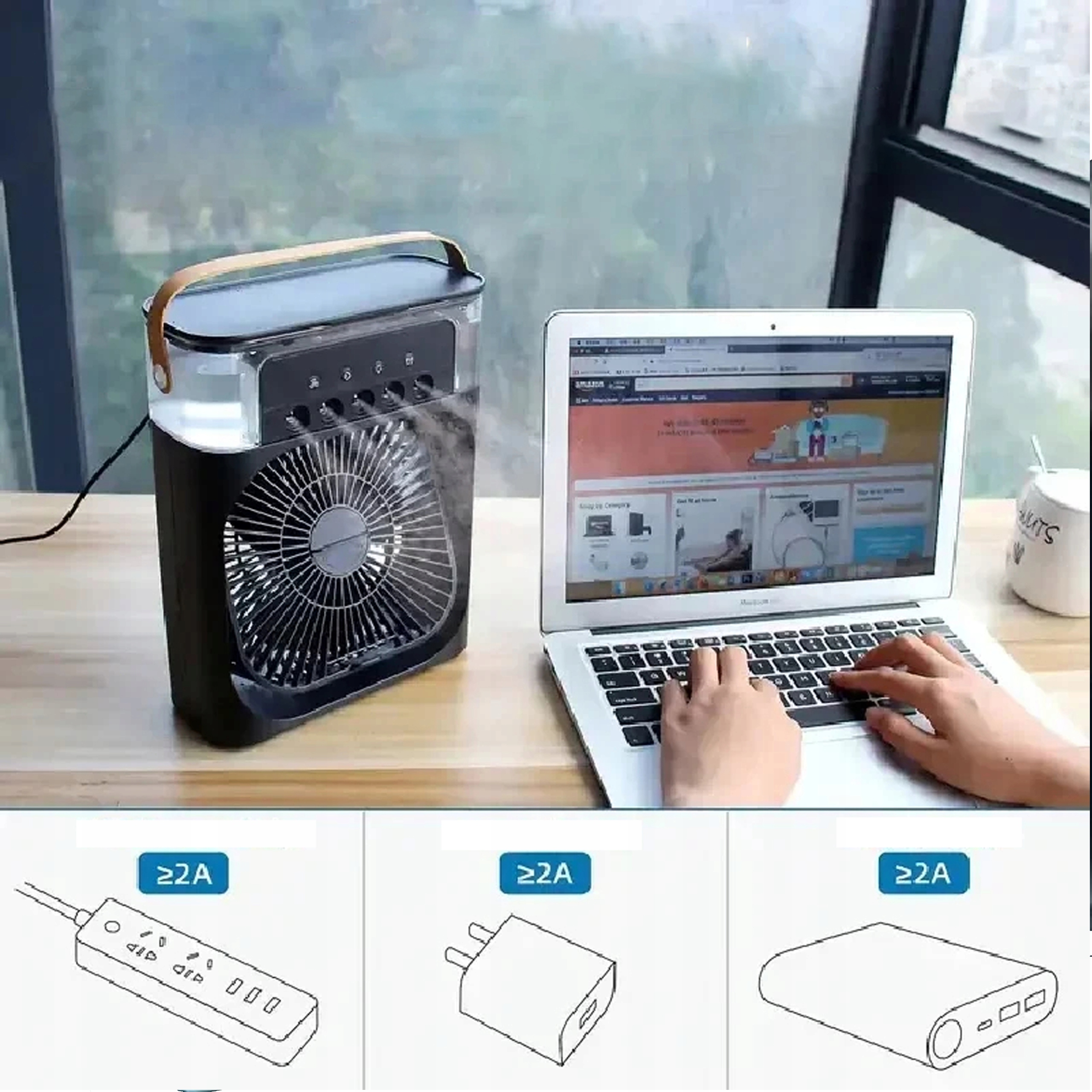 WENTYLATOR BIURKOWY WIATRAK PODŁOGOWY STOJĄCY W ZBIORNIK NA WODĘ KOLOR LED Kolor dominujący zielony