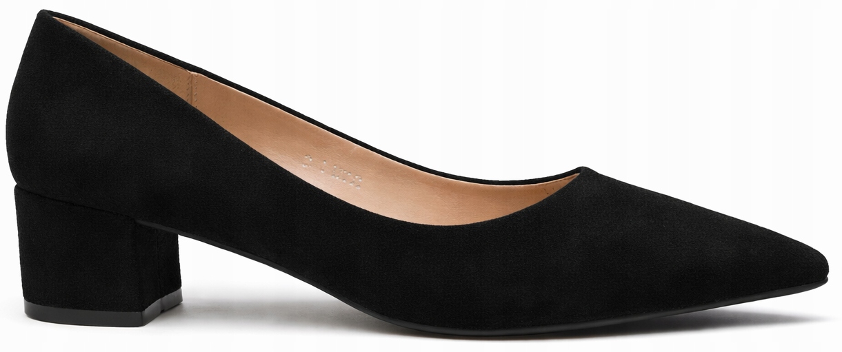 9268 Czarne Czółenka Zamszowe Na Słupku Klasyczne Niski Obcas 39