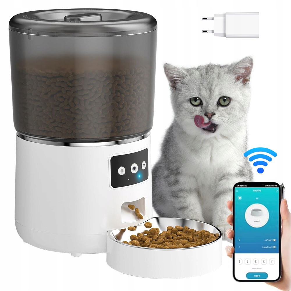 Levně Automatický Podavač Krmiva Pro Kočky Psa 4L Wifi App Praktická Kontrola