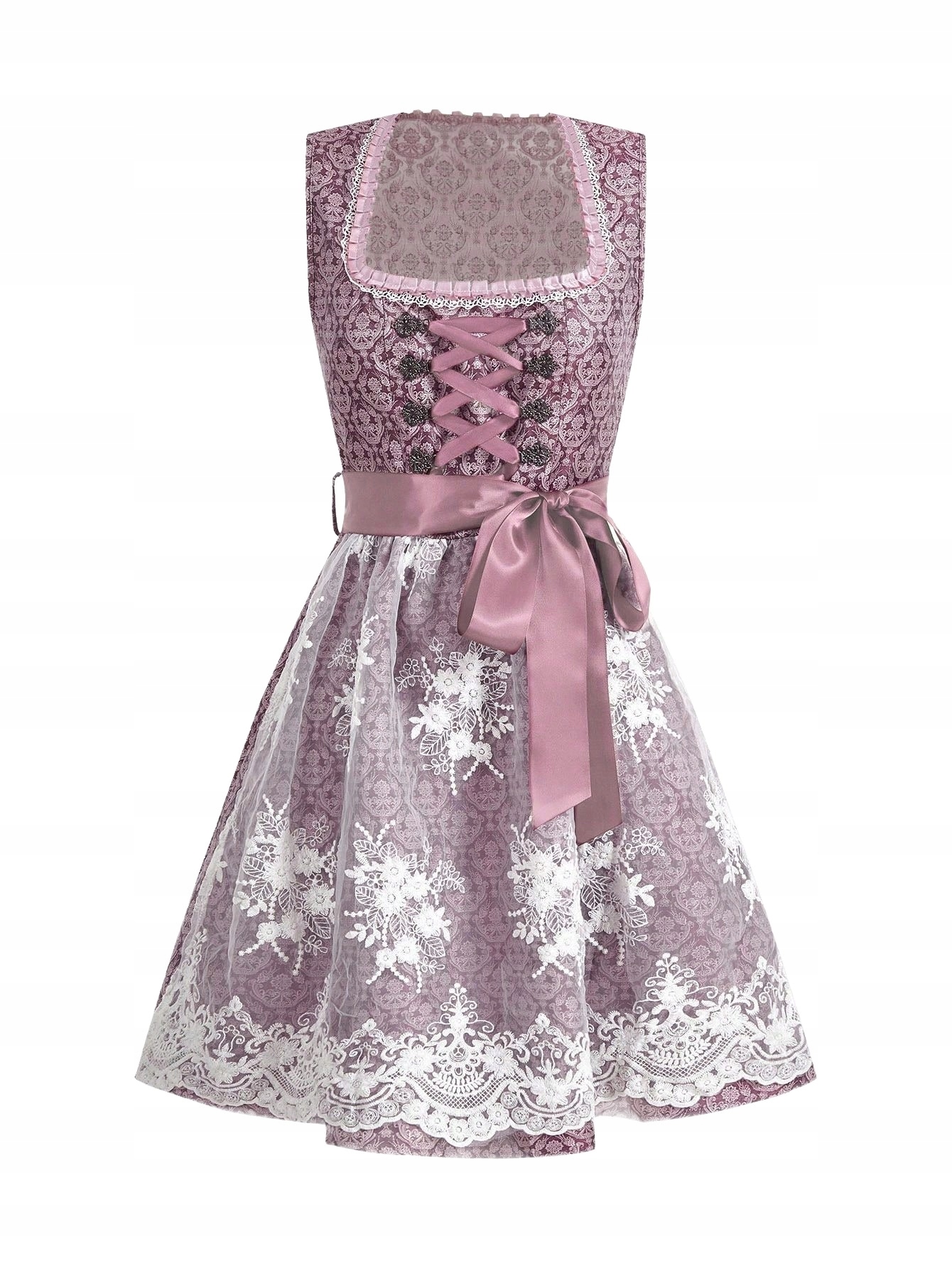 Shein Šaty Elegantní Rozevřená S Krajkou A Zavazováním Na Pásku M 1LA