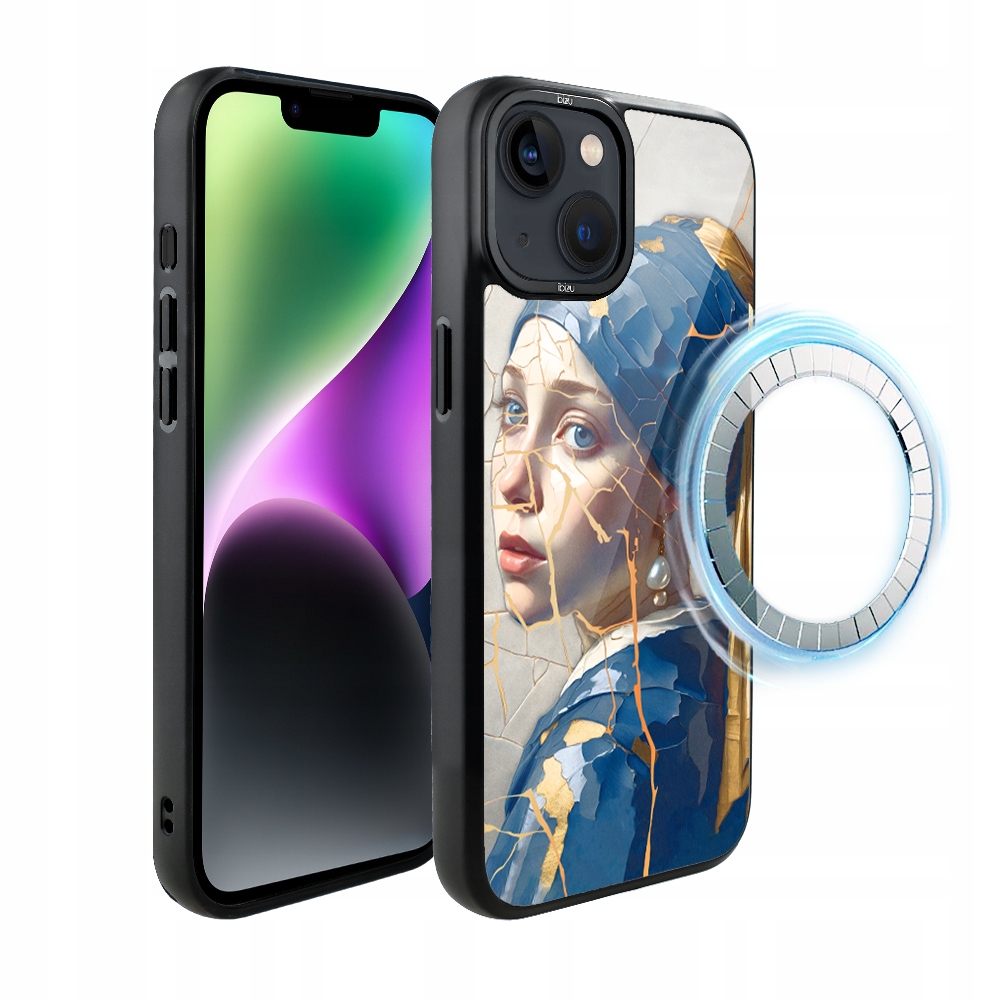 Pouzdro pro iPhone 14 Ibizu DropGuard Matt s MagSafe, žena s perlou