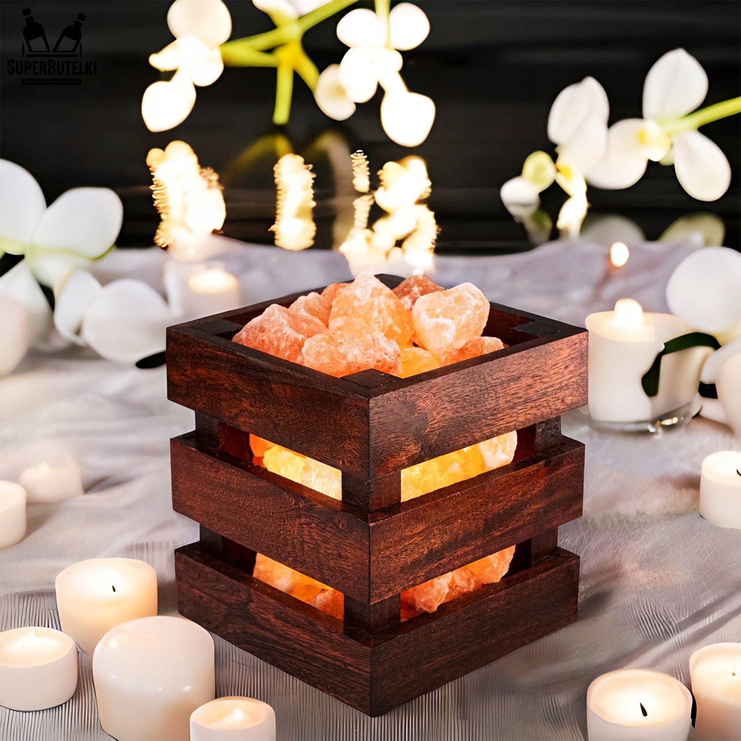 LAMPA SOLNA KOSZ HIMALAJSKA JONIZATOR POWIETRZA Długość/wysokość 15 cm