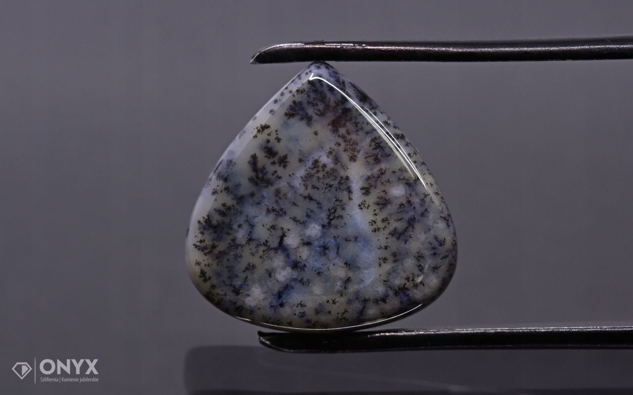 Dendritový achát z Kazachstánu konvexní plaketa slza