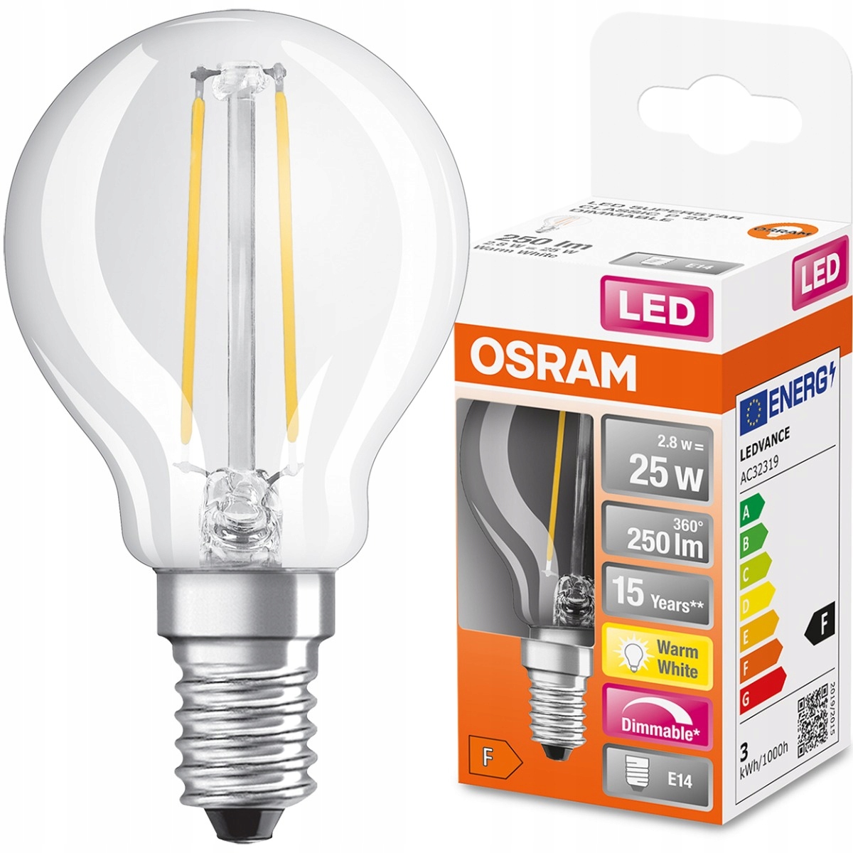 

Żarówka Led E14 2,8W 25W 2700K Ściemnialna Osram