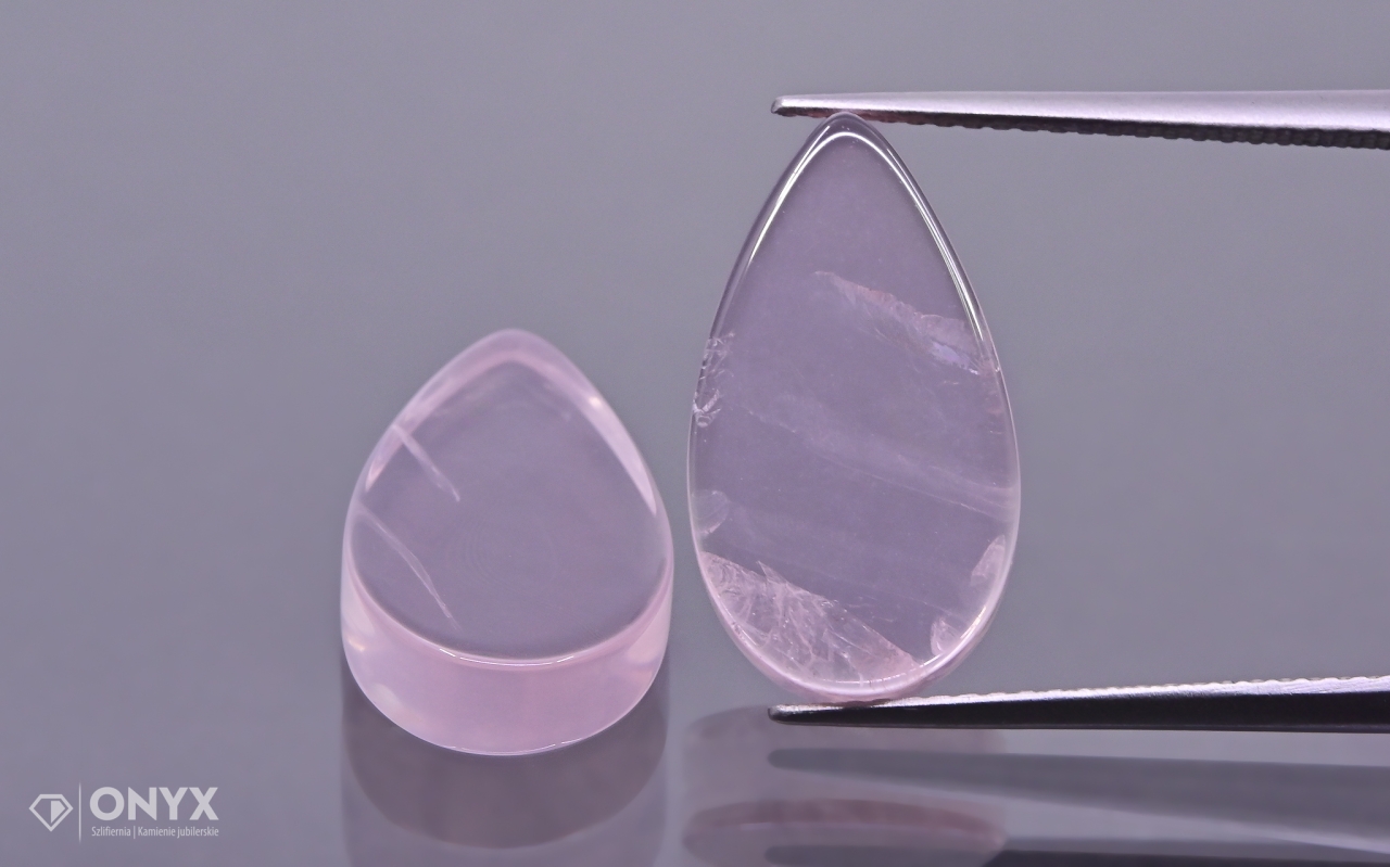 Křemen růžový mělký Para slza 17,5x10 mm