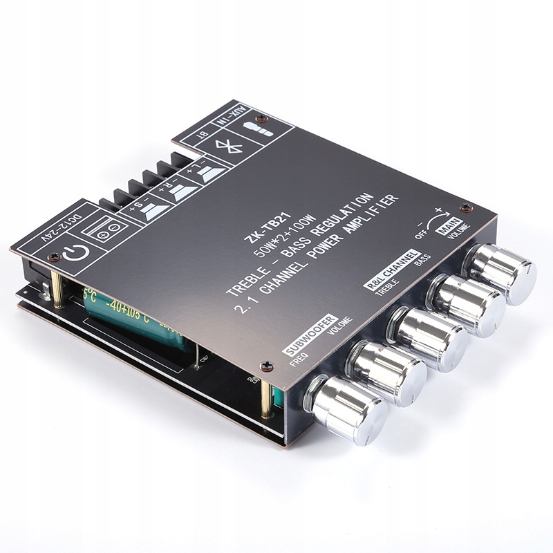Wzmacniacz audio 2x50W +100W 2.1 Bluetooth 5.0