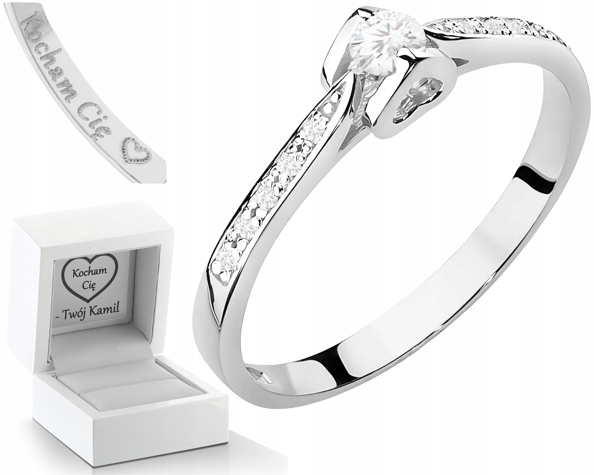 Bílé Zlato Prstýnek Diamanty Lab Jako Dárek Drť 585 14K