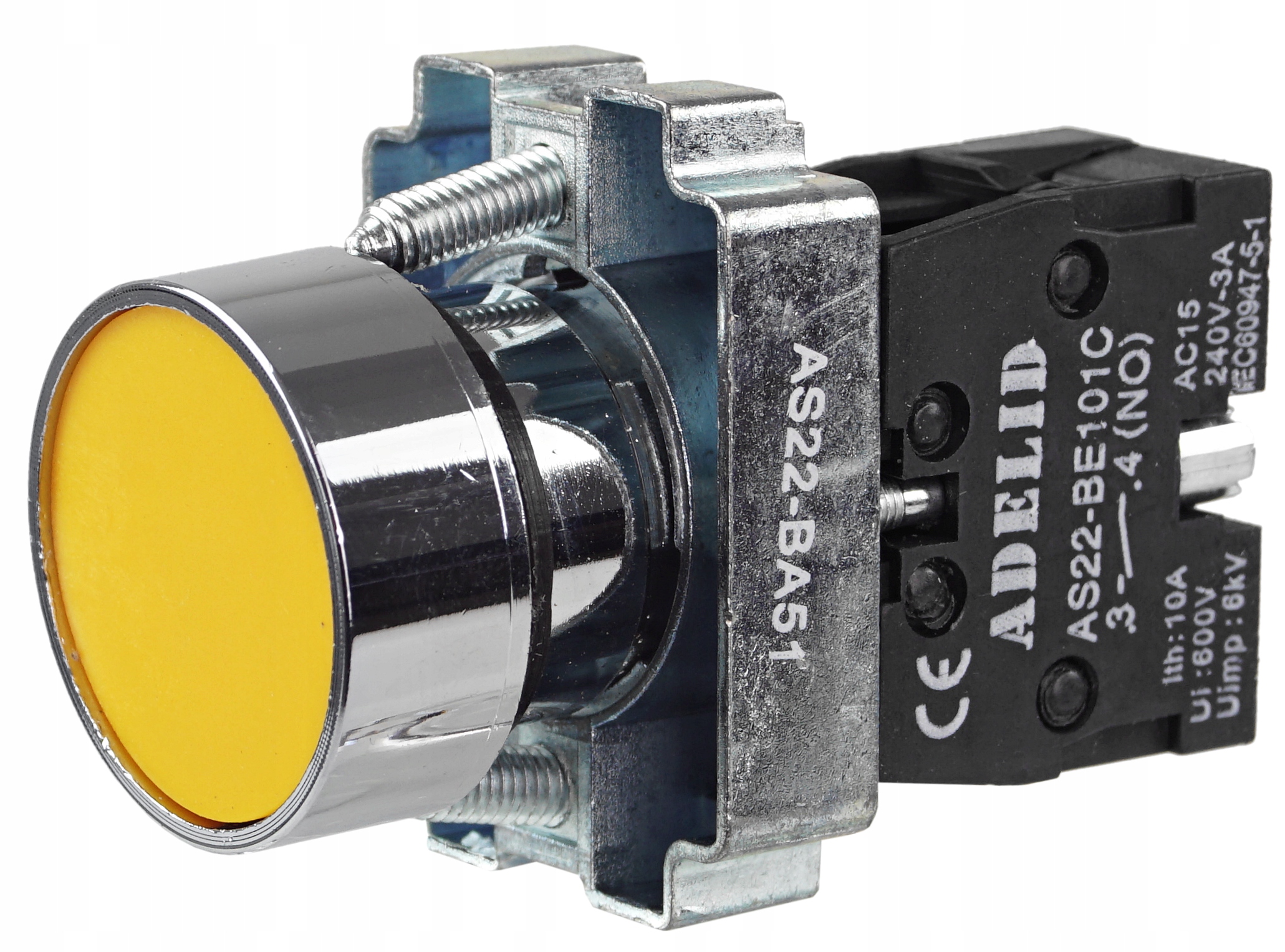 PRZYCISK STEROWNICZY ŻÓŁTY METAL BA51 FI22 NO