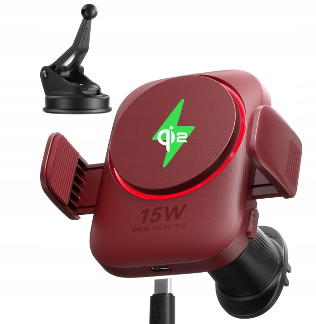 Iniu Qi2 15 W czerwony magnetyczny uchwyt na telefon, z funkcją ładowania