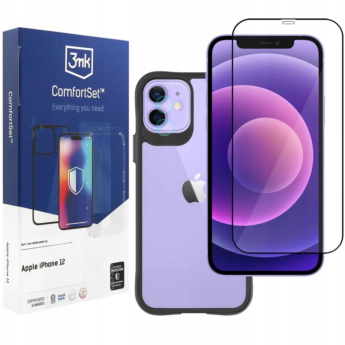 Sada 3mk: Puzdro Satin Armor Sklo 4x Fotoaparát pre Apple iPhone 12 Ochrana