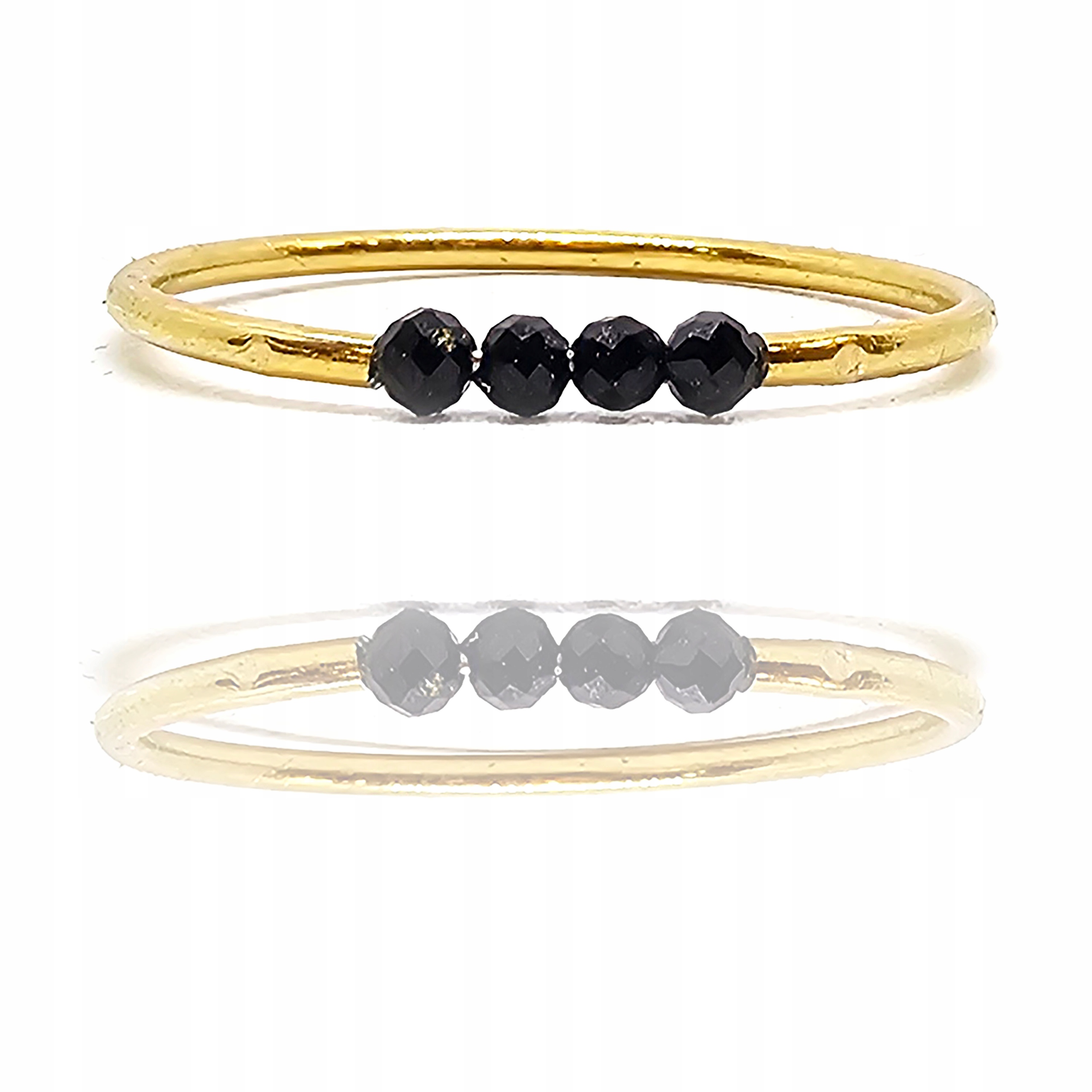 Złoty pierścionek z czarnym turmalinem turmalin czarny