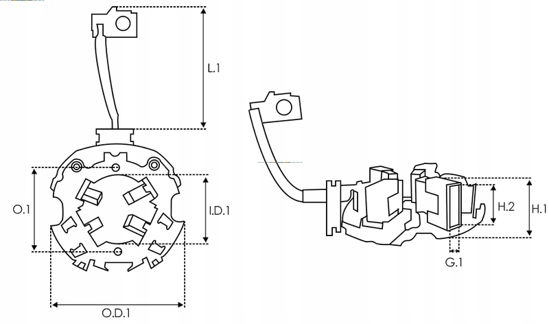 As-RU Sbh0095(BOSCH) крепление, угольные щетки