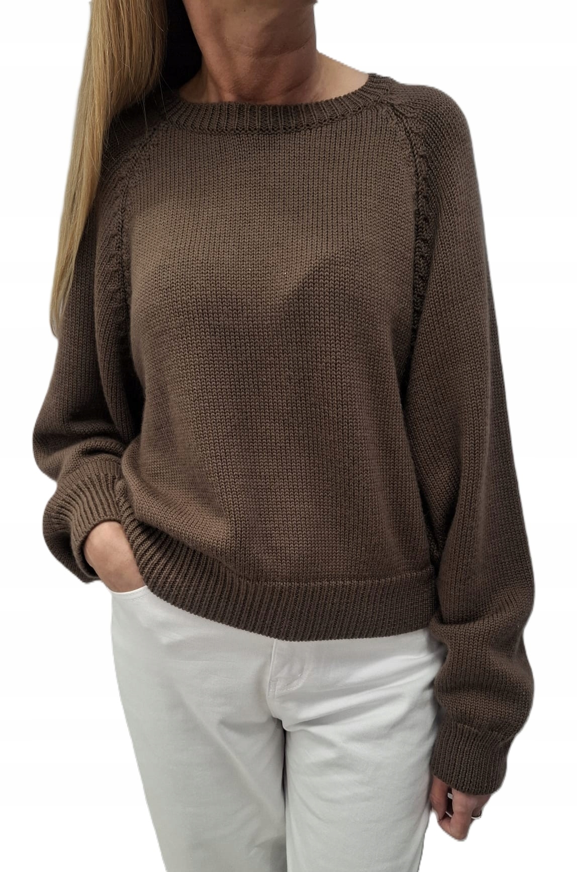 Cococmore Yarn Prémiový svetr z vlny Merynosa Oversize Hnědý New