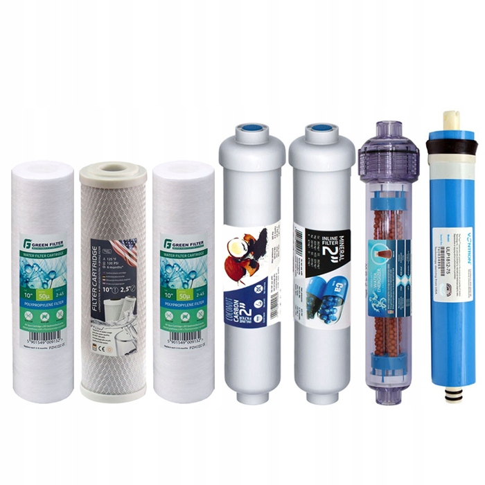 Komplet wkładów do RO7 z membraną osmotyczną Gw