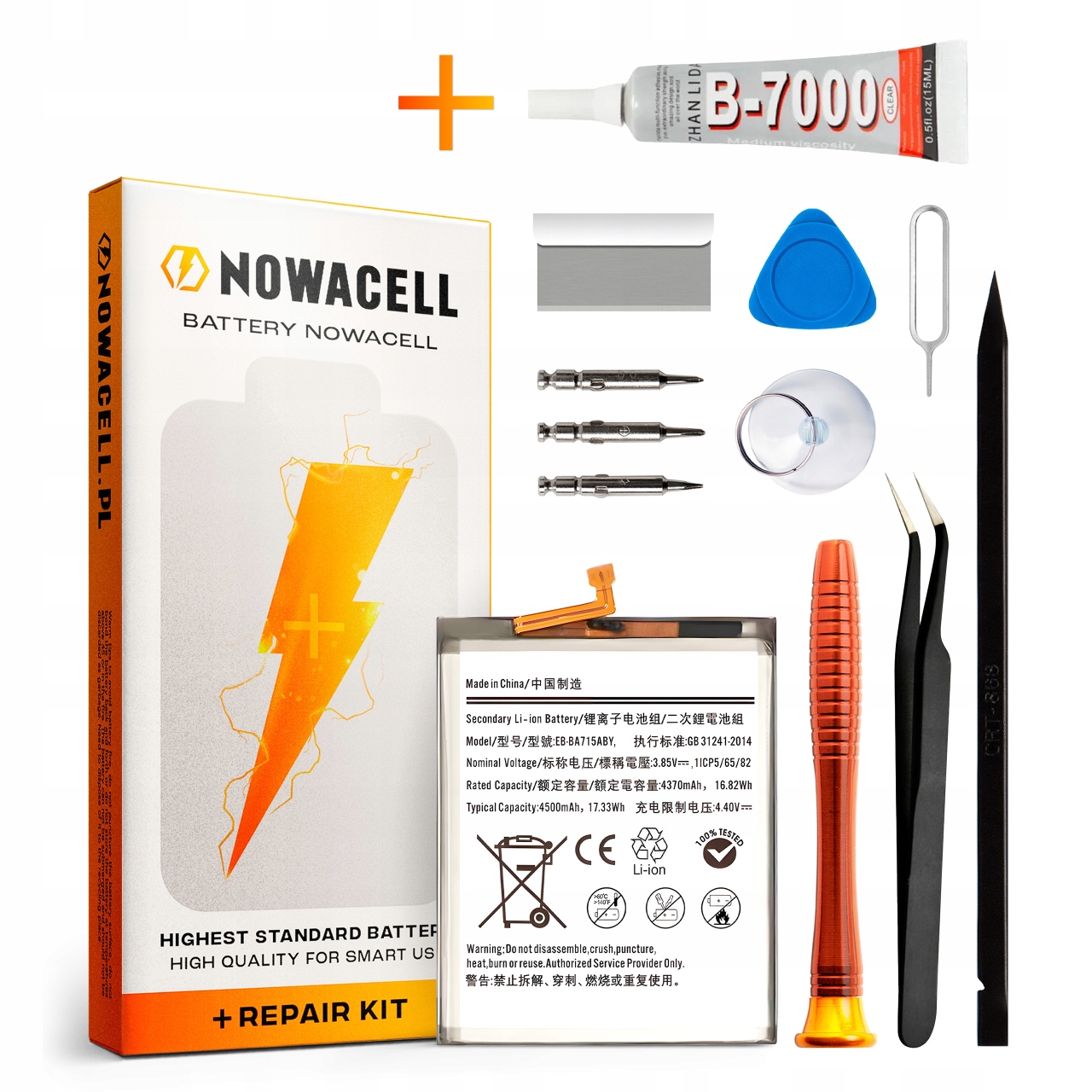 Zestaw Bateria EB-BA715ABY Klej B7000 do Samsung A71 4G 4500 mAh Nowacell