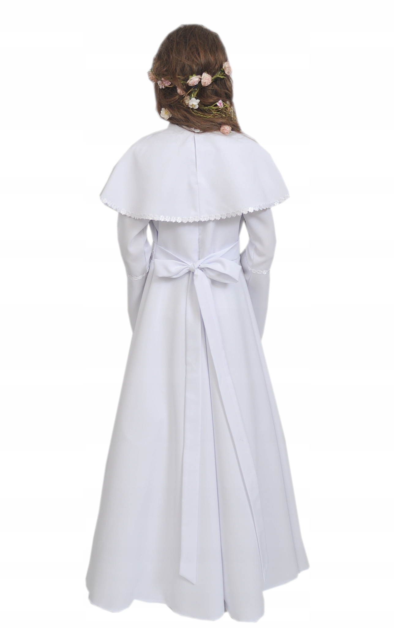 Sukienka komunijna dla dziewczynki szyta na miarę z halką i torebką Materiał dominujący poliester