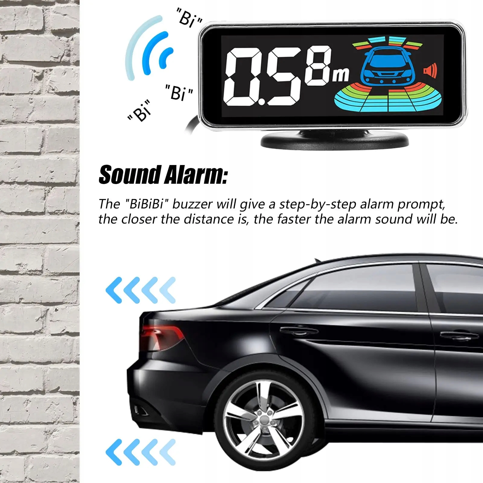 8 x CZUJNIKI PARKOWANIA COFANIA PARKTRONIC Z WYŚWIETLACZEM LED LCD Marka inna