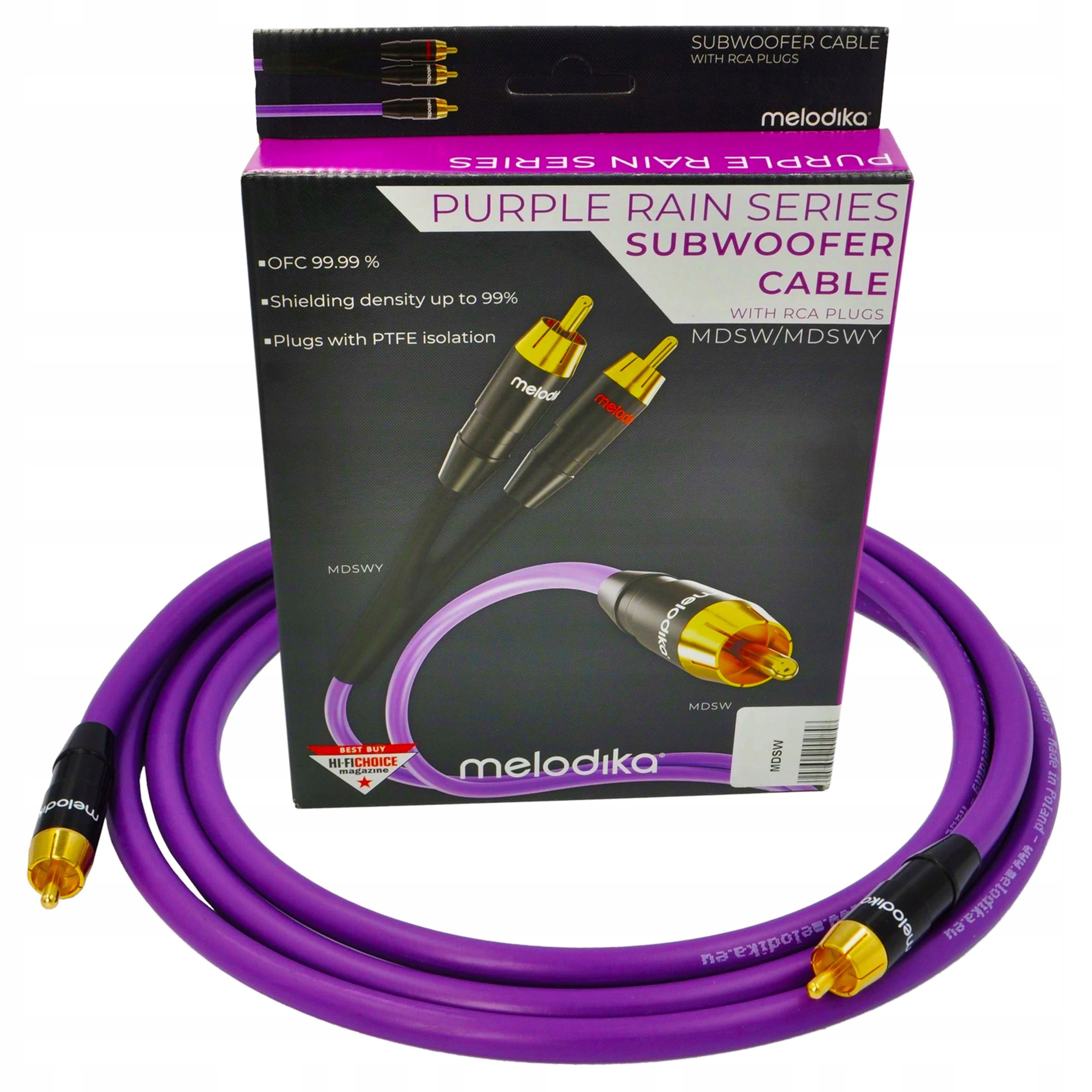 MELODIKA MDSW200 PURPLE RAIN KABEL DO SUBWOOFERA RCA - RCA CINCH OFC 20m