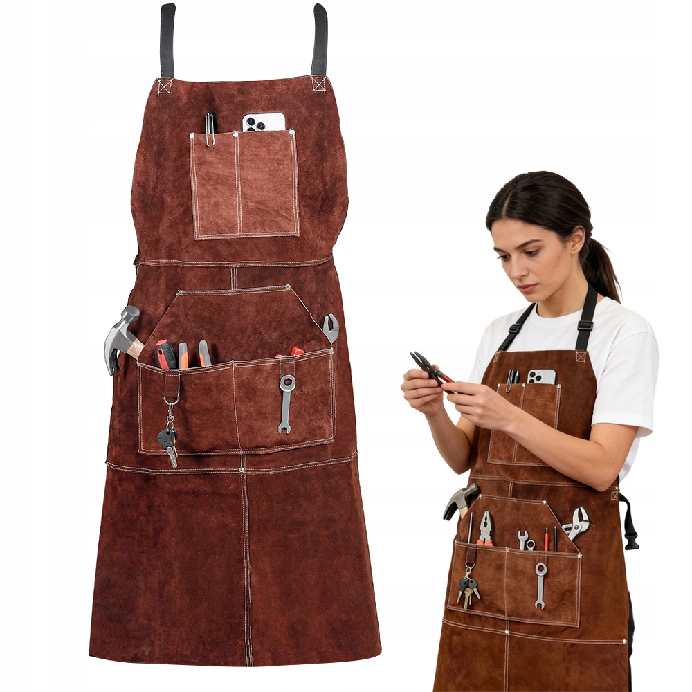 Vícevrstvá Svařovací Zástěra S 6 Kapsami Pro Svařování, Ohnivzdorná