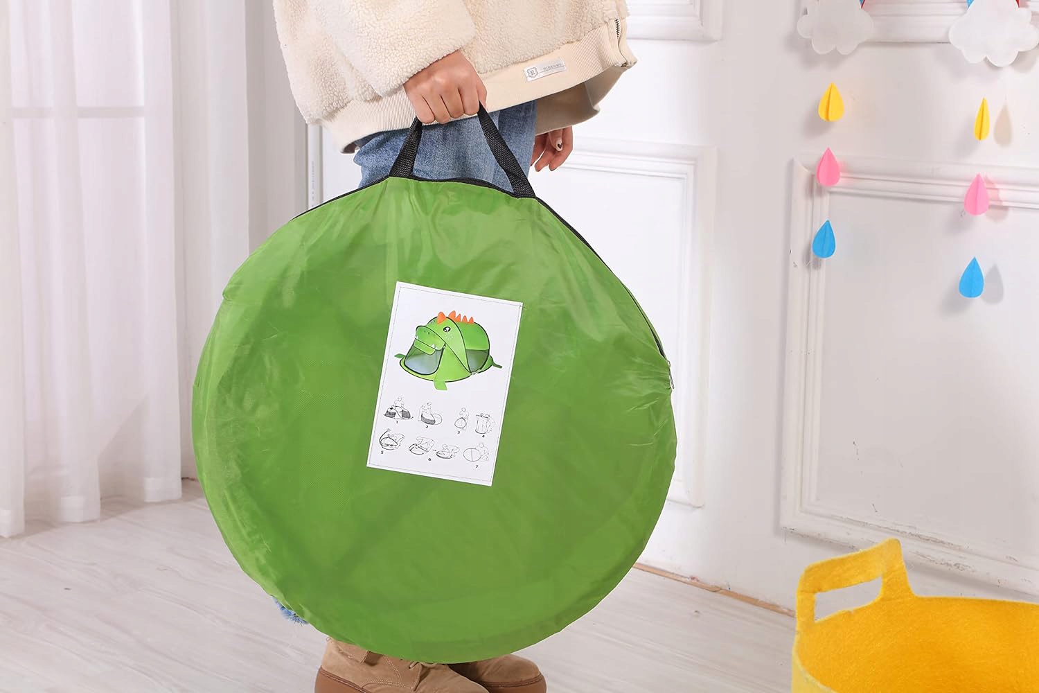 NAMIOT SAMOROZKŁADAJĄCY DLA DZIECI DOMEK DO DOMU OGRODU ZIELONY DINOZAUR Wiek dziecka 12 m +