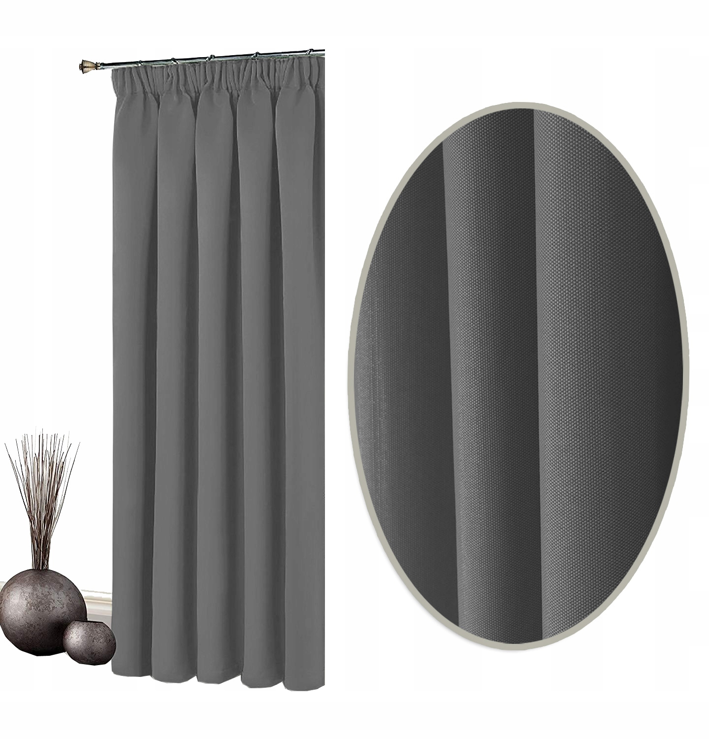 ZASŁONA NA ŻABKI TAŚMĘ 140x250 - 1 SZT C. SZARY