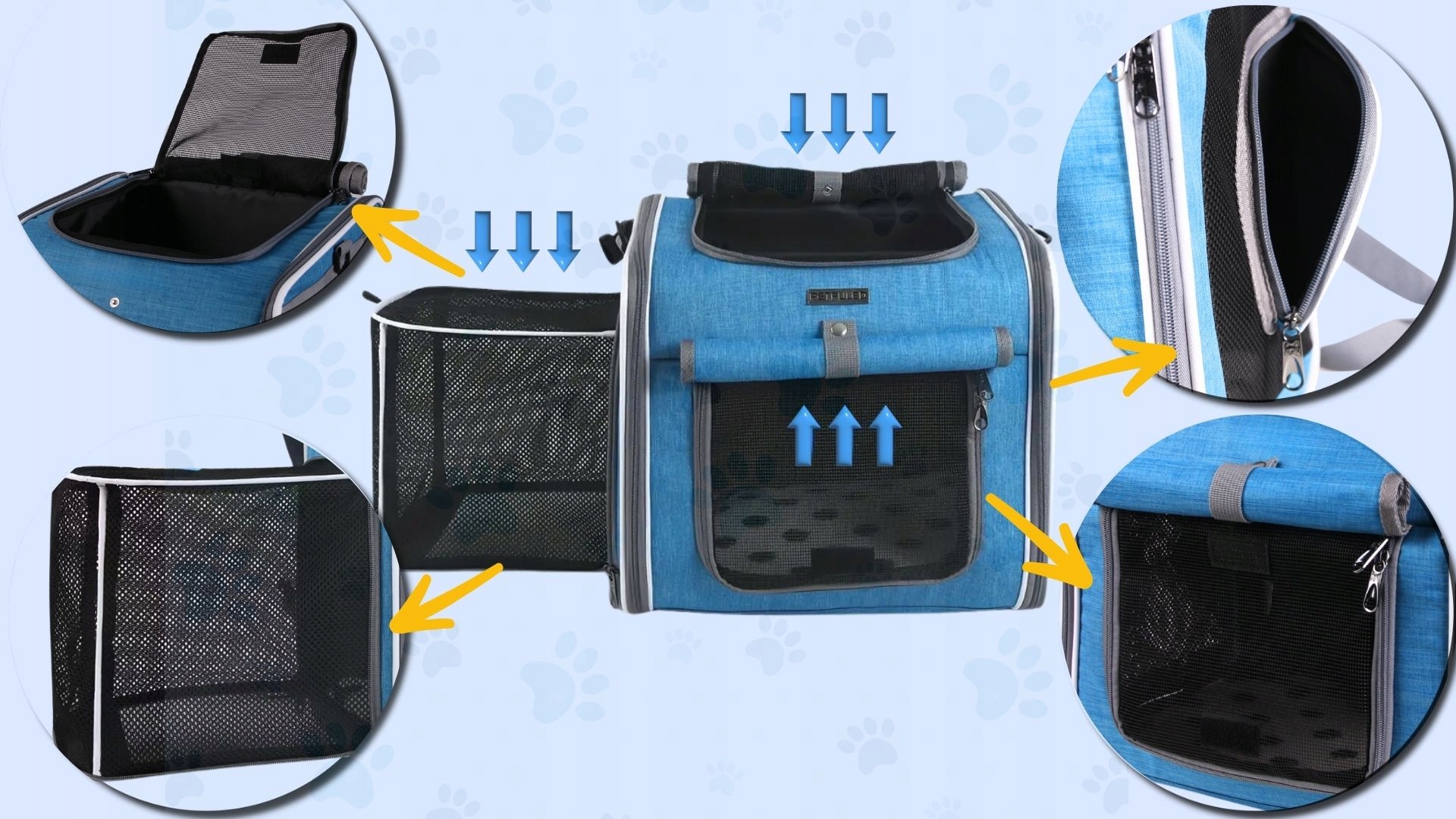 Levně Přepravka pro psa Wobell modrá, šedá univerzální 59 cm x 26 cm x 34 cm