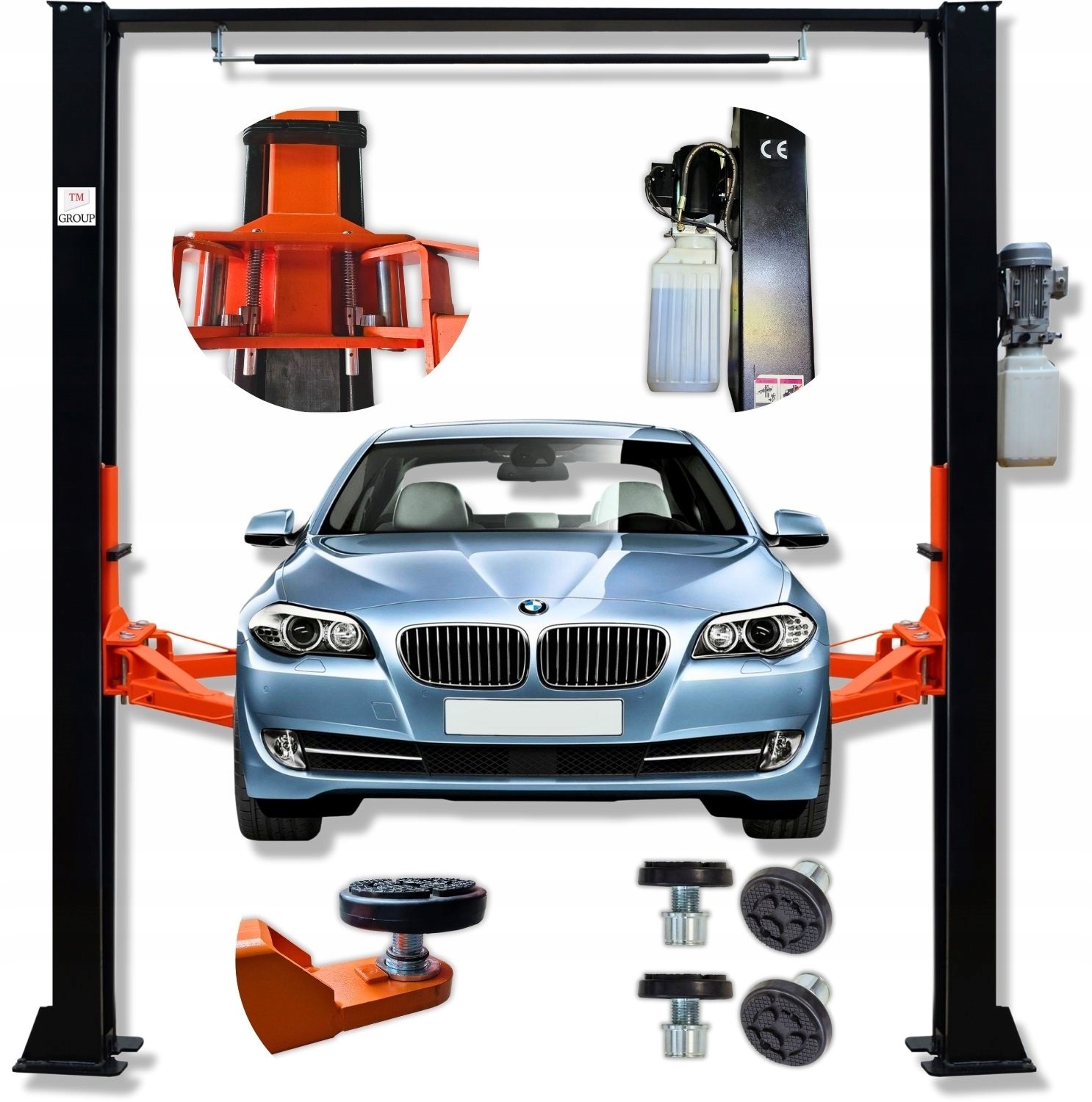 Podnośnik dwukolumnowy TM-Group elektrohydrauliczny 4000 kg łączony górą