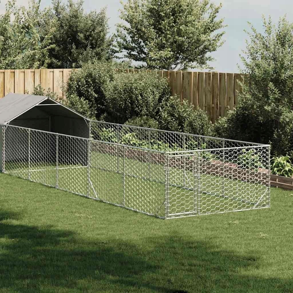 Venkovní psí bouda s výběhem 8x2x1,5 m Ocel pozinkovaná Lumarko! Luma
