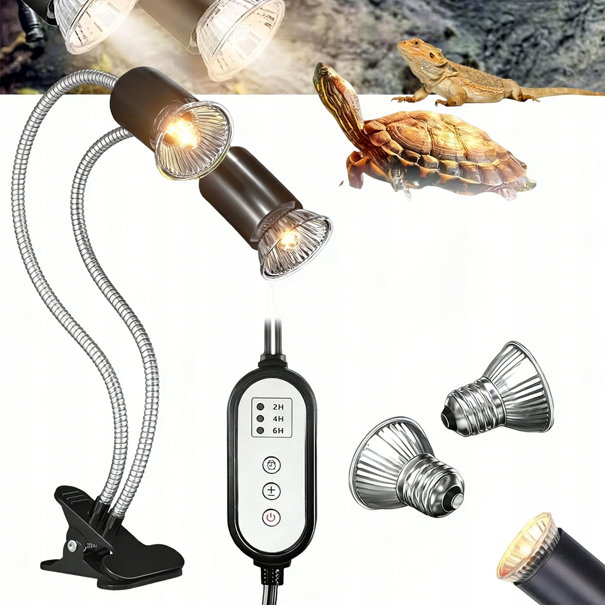 Levně Topná lampa s klipem do terária pro ještěrky a želvy 25W 50W