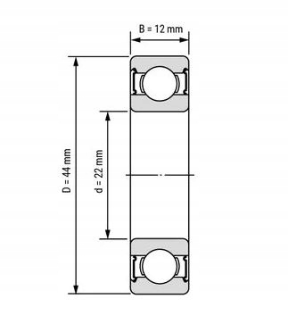 Łożysko KOYO 60/22 2RS / 22x44x12 mm Stan opakowania oryginalne
