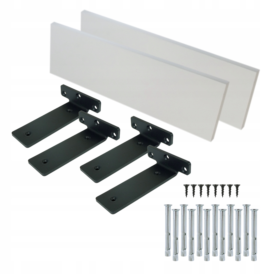 2x nástěnné bílé police 650 mm, laminovaná deska, formát nábytku držák