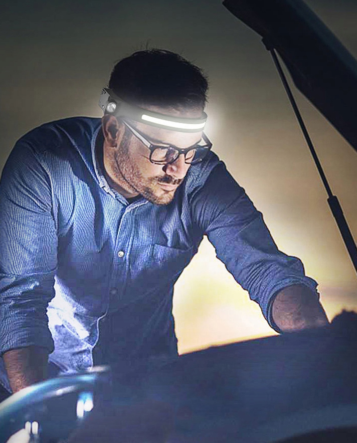 LATARKA CZOŁOWA CZOŁÓWKA AKUMULATOROWA PASEK LED SILIKONOWA USB-C IPX VAYOX Klasa wodoszczelności IPX 4