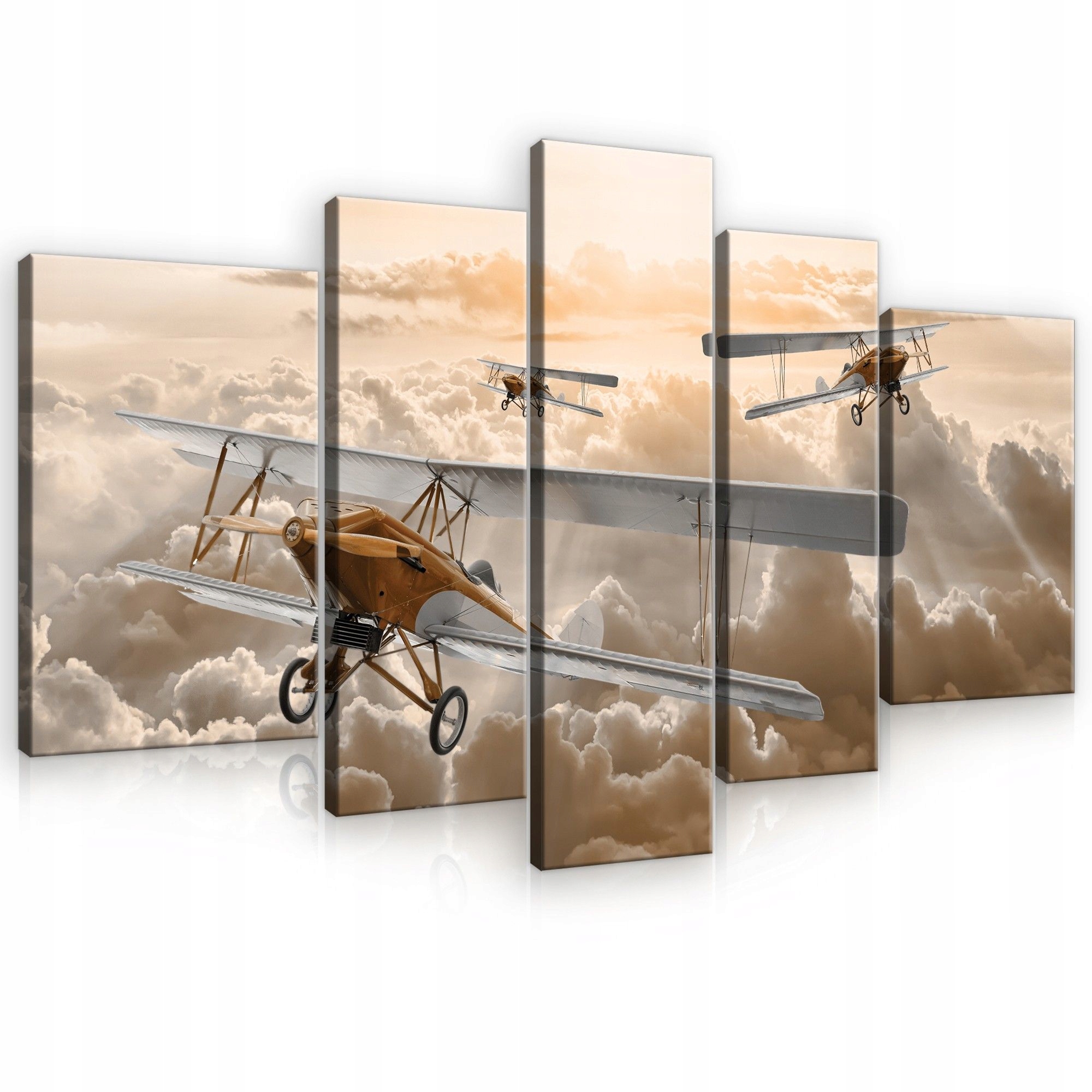 Obraz 170x100 Biplan aviácia let mraky obloha retro vintage krídla
