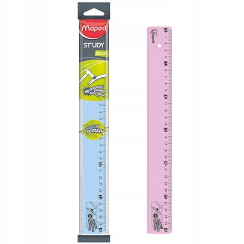 Linijka study 30 cm mix 2 kolorów torebka Maped