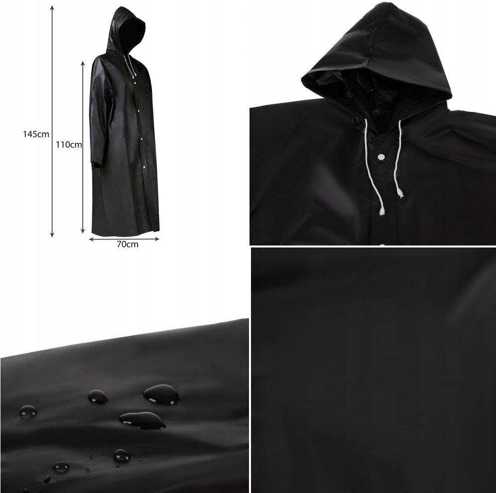 PŁASZCZ PRZECIWDESZCZOWY PELERYNA PONCZO CZARNY Z KAPTUREM DUŻY UNIWERSALNY Kod producenta PŁASZCZ PRZECIWDESZCZOWY KORBI UNIWERSALNY
