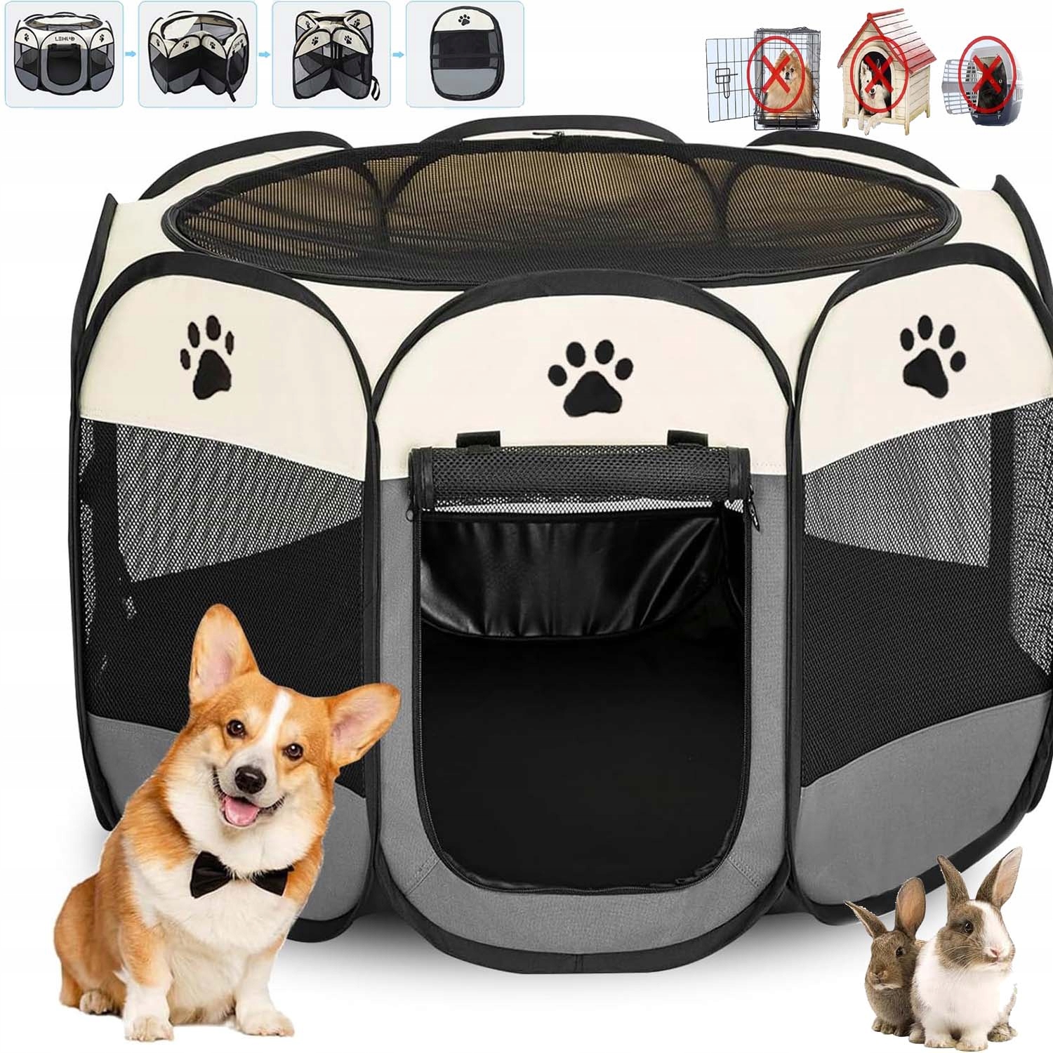 Levně Kotec Pro Zvířata Pro Psa Kočku Ohrada Skládací Pelíšek Přenosný Velký