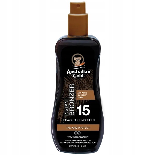 Australian Gold Instant Bronzer Spray Gel, gel ve spreji na opalování s bronzem