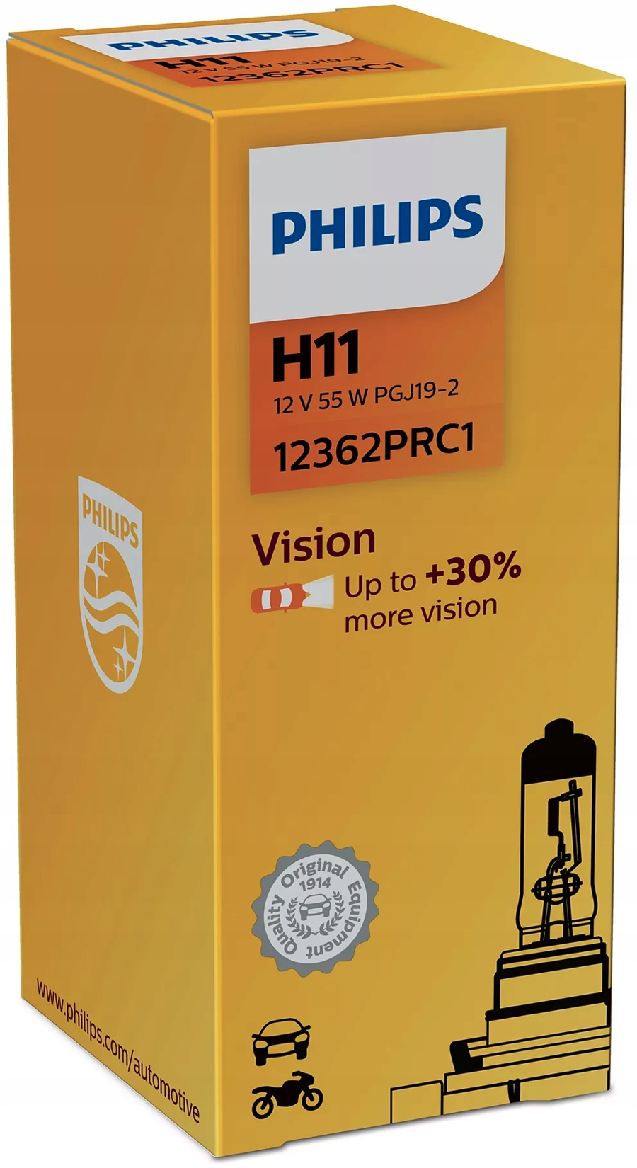 

Philips Żarówka H11 Vision 55W +30% więcej światła