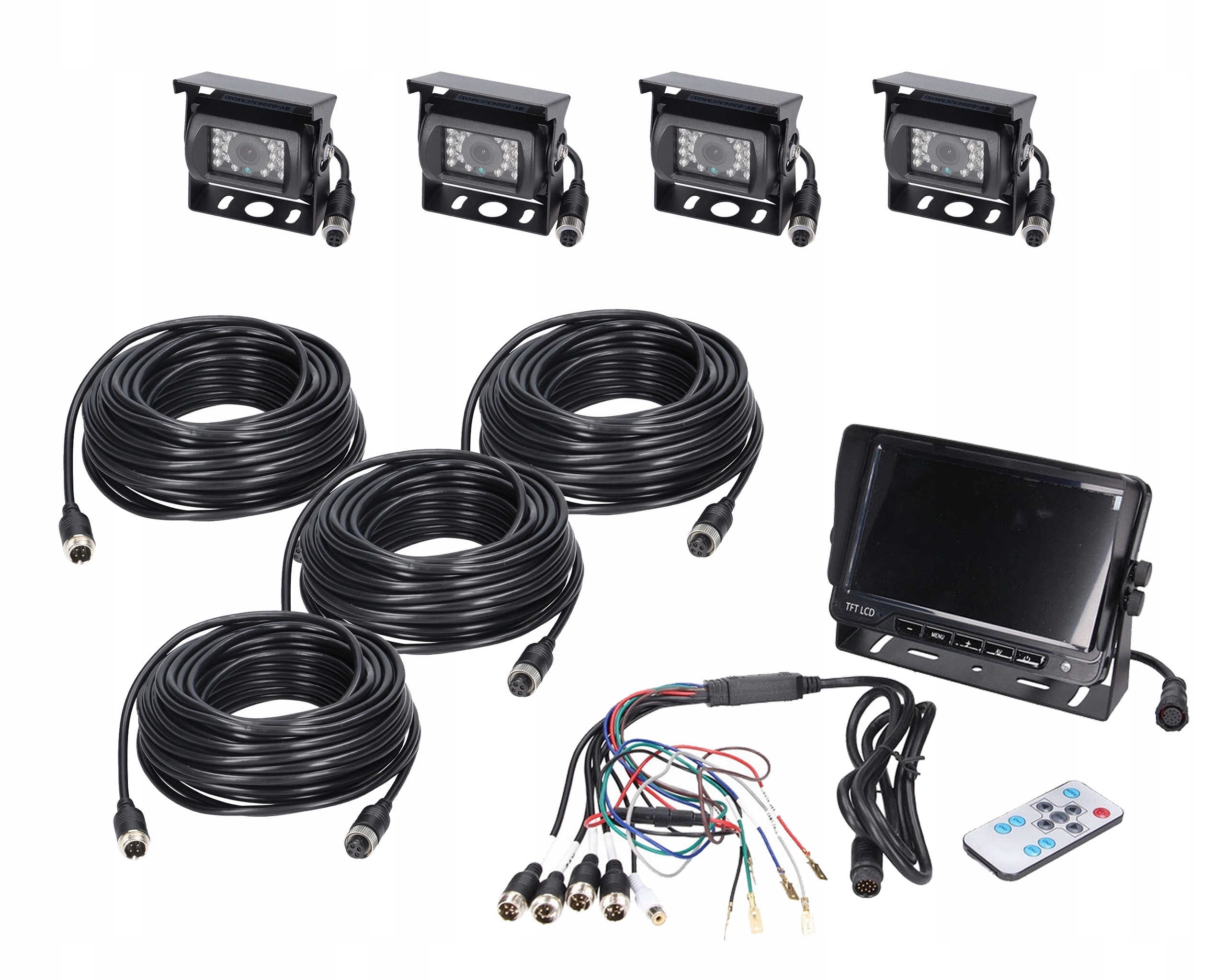 Hd monitorovací sada vozidla 7 palců 4 kamery