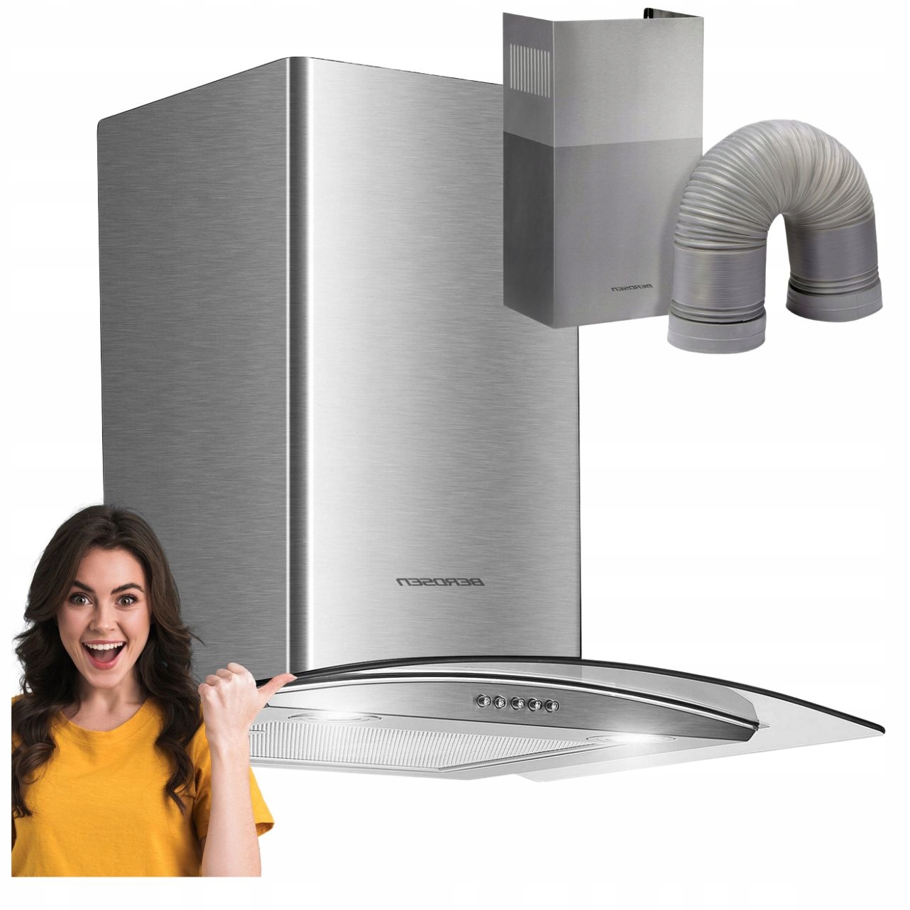 Okap Kuchenny 60cm Kominowy Led Rura Maskownica Do Kuchni Wydajny