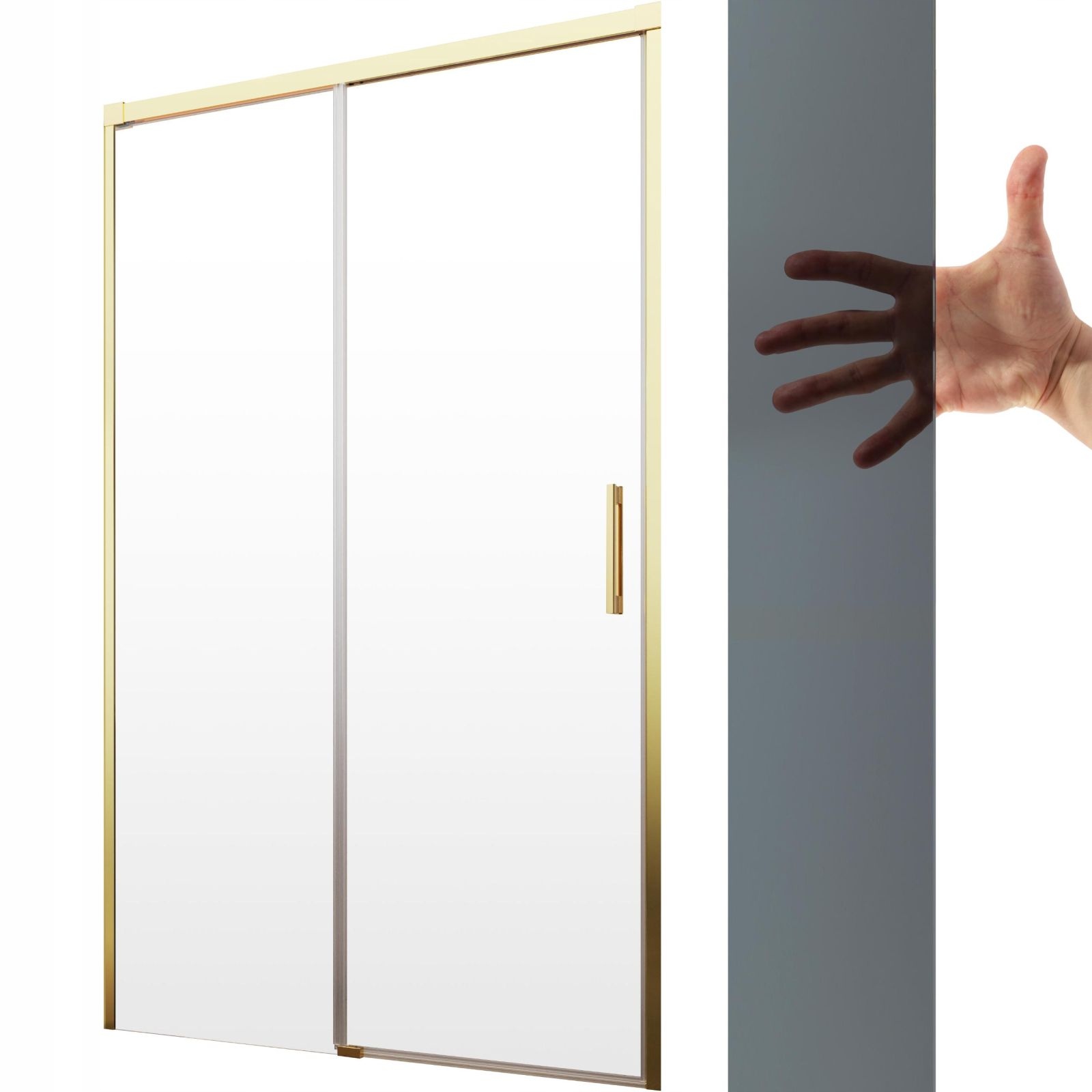 Drzwi wnękowe szklane złoty profil 100 cm L grafit