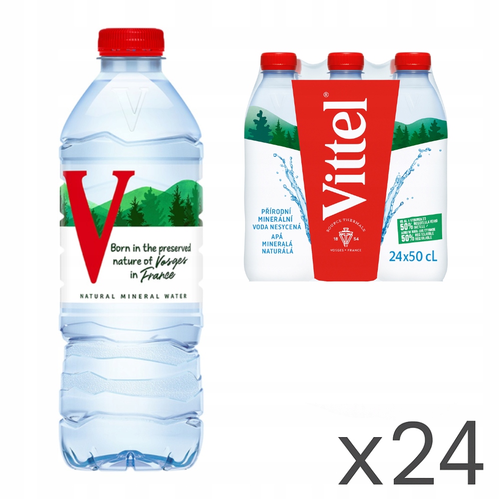 Levně Vittel Minerální voda Neperlivá Přírodní Mineralizace Pet 24x0,5L