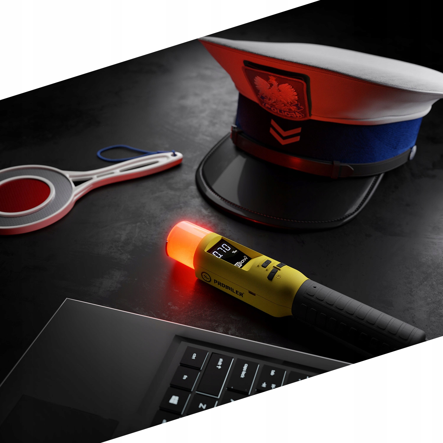 PROMILER iBlow PROFESJONALNY ALKOMAT PRZESIEWOWY + ETUI + KALIBRACJE +KUBEK Marka Promiler