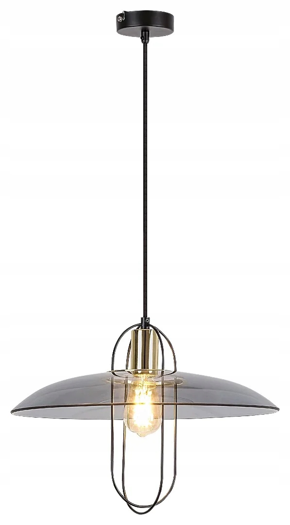Závěsné industriální svítidlo černé skleněné kulaté 40 cm nad stůl Rabalux