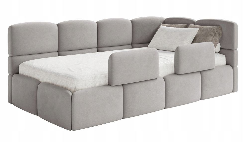 Postel pro mláděž 120 x 200 cm Cloudy světle šedá sametová pravá