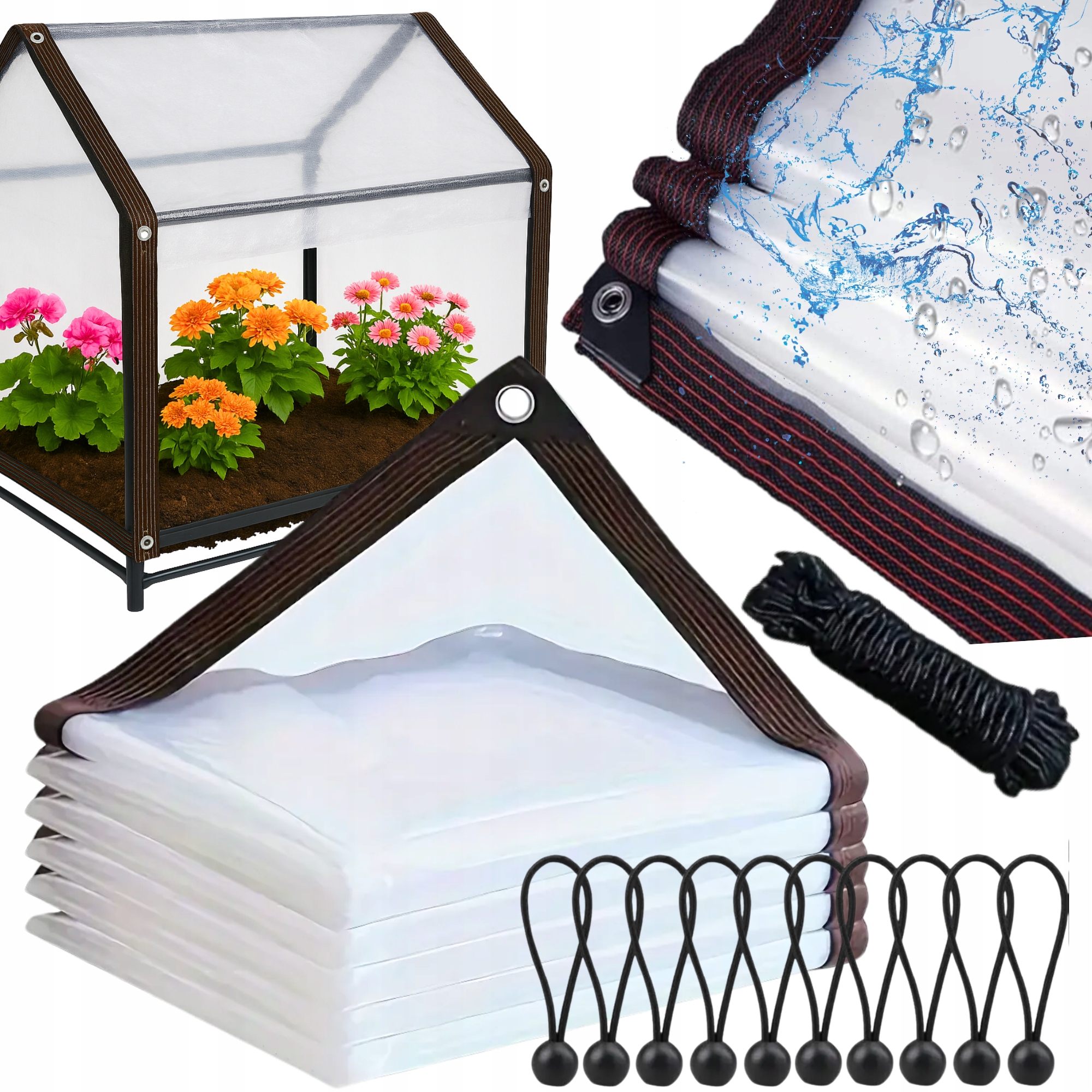 Plandeka Przezroczysta Ogrodowa Tarasowa Wodoodporna Z Oczkami anty-uv 2x3m