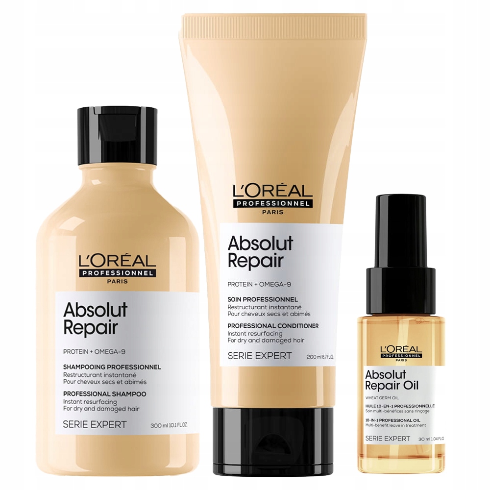 Loreal Absolut Repair zestaw włosy zniszczone szampon odżywka olejek 30