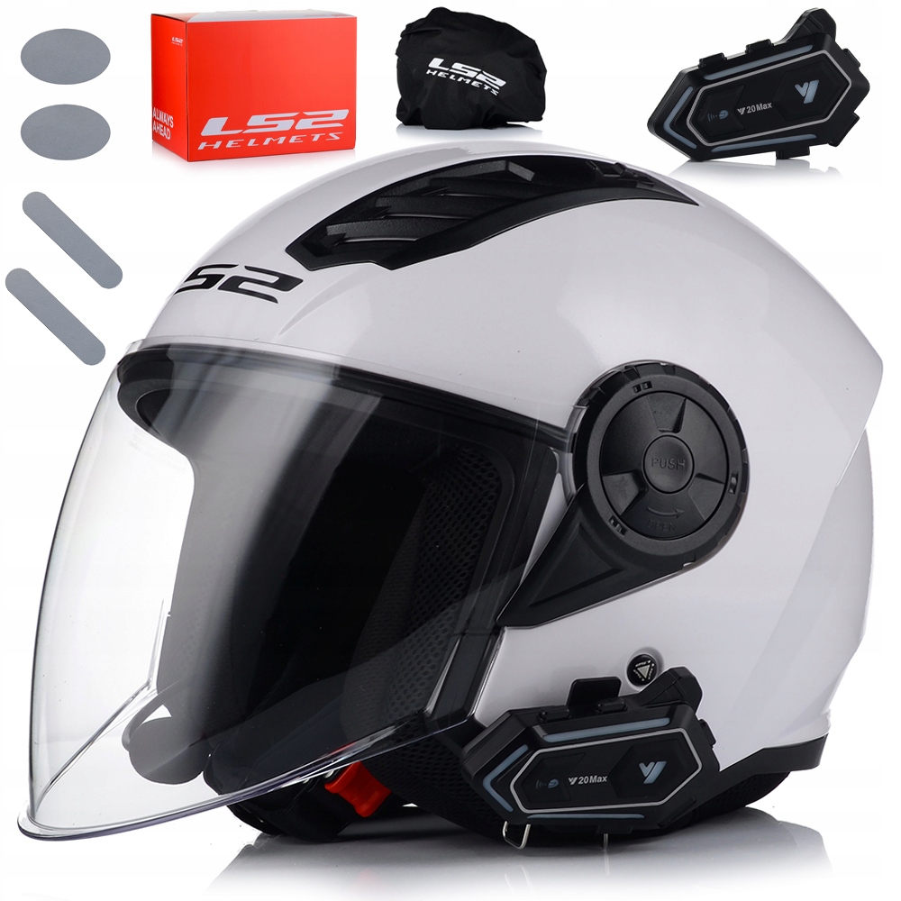 Otvorená Motocyklová Prilba LS2 OF616 II Biela Lesklá Bluetooth Interkom