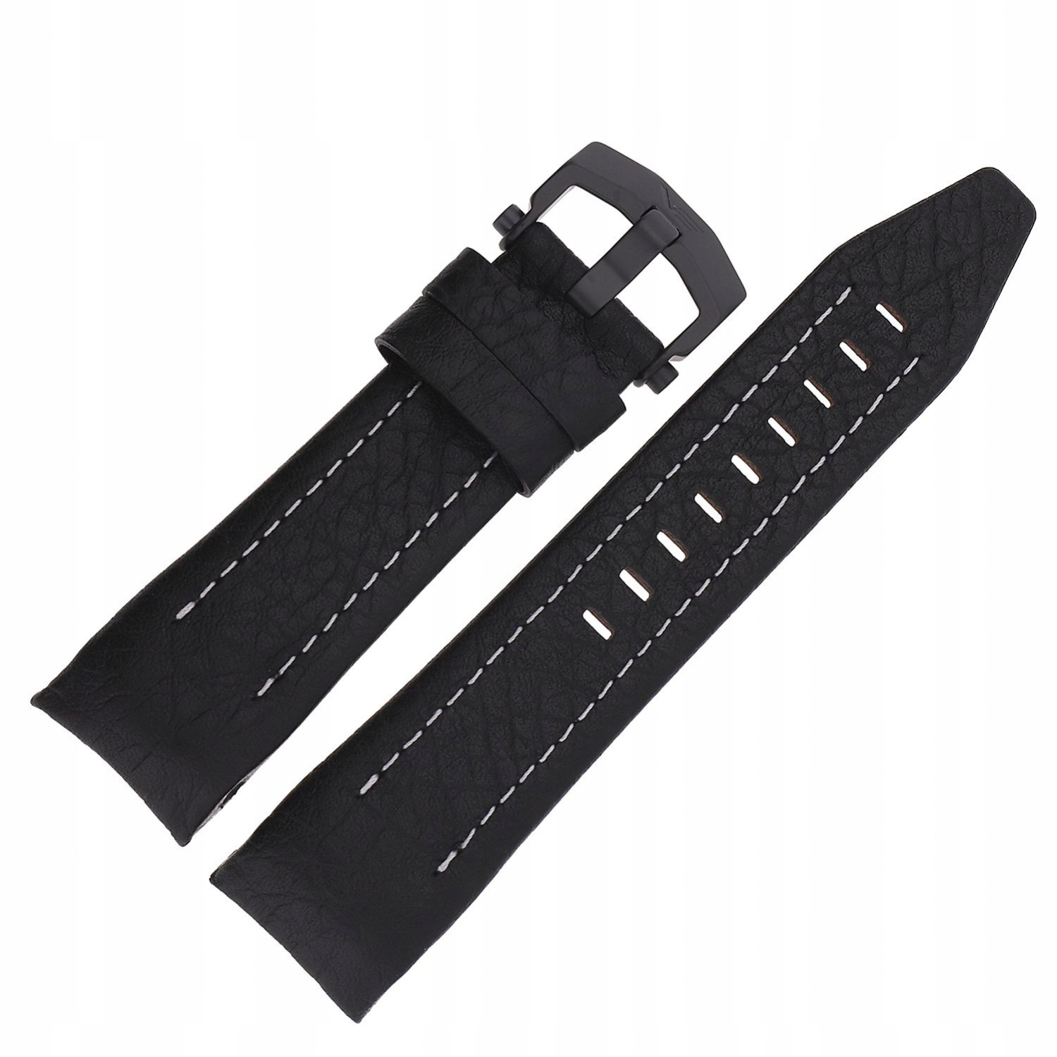 Pásek Lunokhod kůže (C635) černý s bílou p. černou kl.